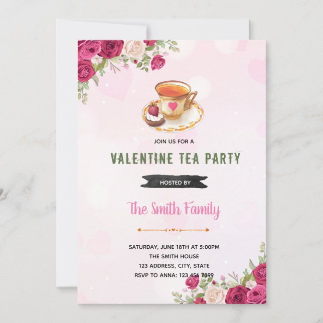 Valentine afternoon tea Invitation (Front)