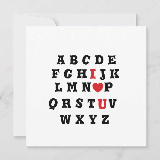 valentine alphabet i love you holiday card (Front)