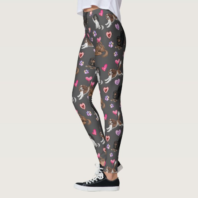 Valentine and Love Cavalier King Charles Spaniel Leggings (Left)