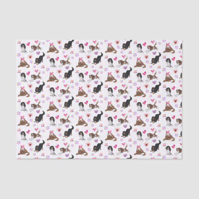 Valentine and Love Cavalier Tissue Paper (Front)