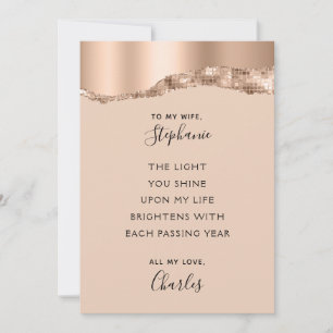 Valentine Anniversary Romantic Poem Rose Gold Holiday Card
