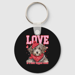 Valentine Aussidoodle Poodle Mix Puppy Key Ring