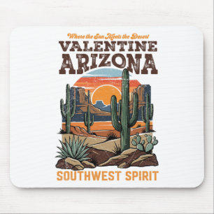 Valentine, Az Southwest Desert Retro Landscape Des Mouse Mat