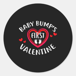 Valentine Baby Bump Shirt First Valentine Pregnanc Classic Round Sticker