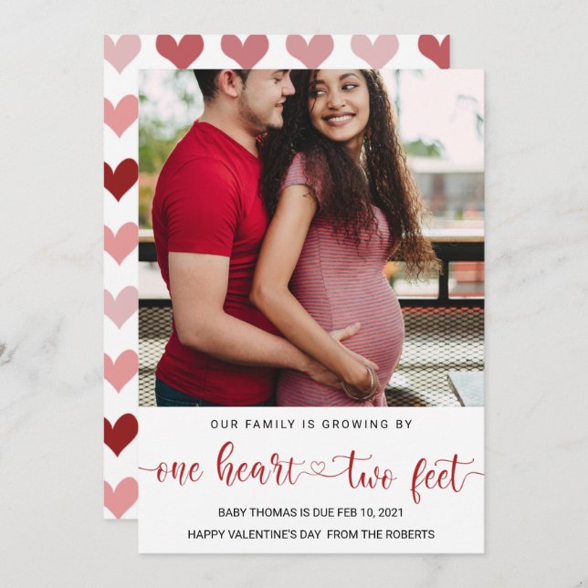 valentine baby pregnancy announcement love heart (Front/Back)