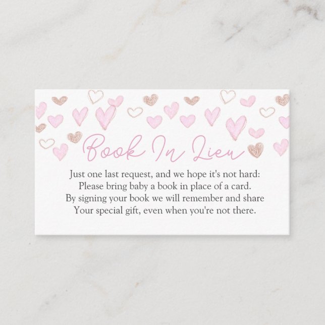Valentine Baby Shower Book In lieu insert Cards (Front)