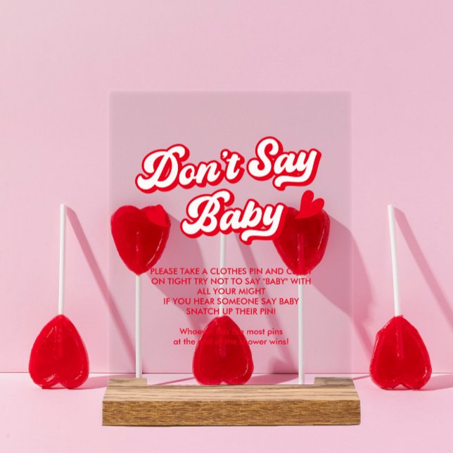 Valentine Baby Shower Don't Say Baby Game Acrylic Sign (Creator Uploaded)