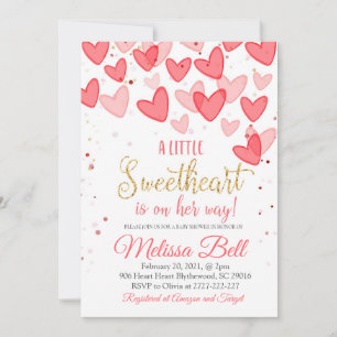 Valentine Baby Shower Invitation, Is on her way Invitation