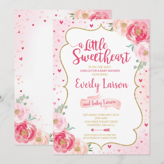 Valentine Baby Shower Invitation Sweetheart Baby (Front/Back)