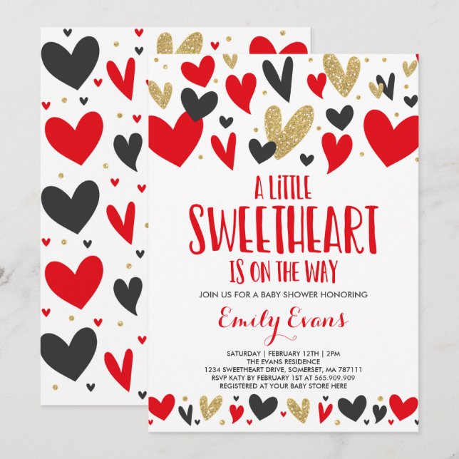 Valentine Baby Shower Invitation Sweetheart Baby (Front/Back)