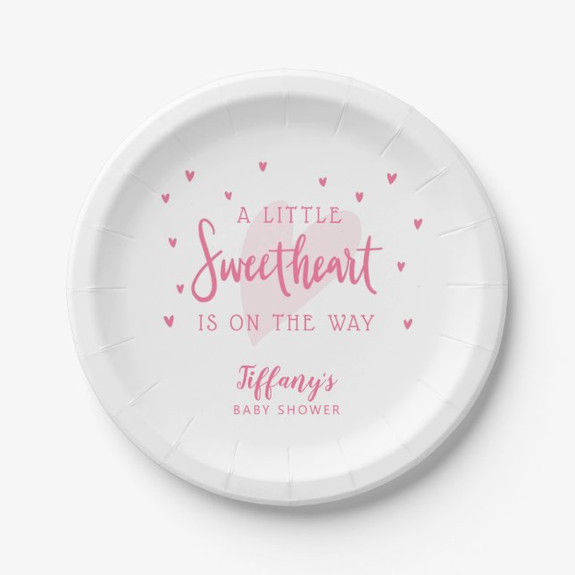 Valentine Baby Shower | Little Sweetheart Paper Plate (Front)