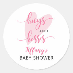 Valentine Baby Shower Pink Heart Classic Round Sticker