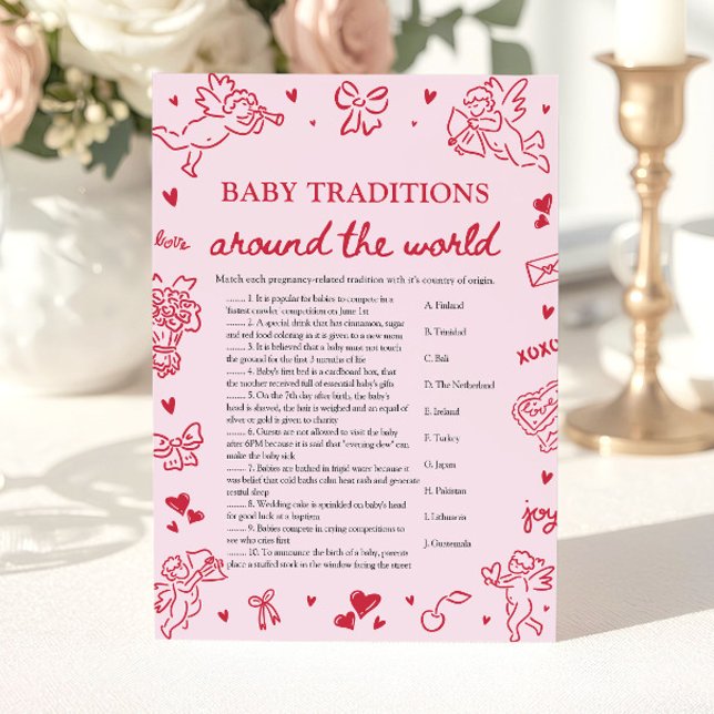 Valentine Baby Traditions Around The World Game Invitation (Valentine Baby Traditions Around The World Game)
