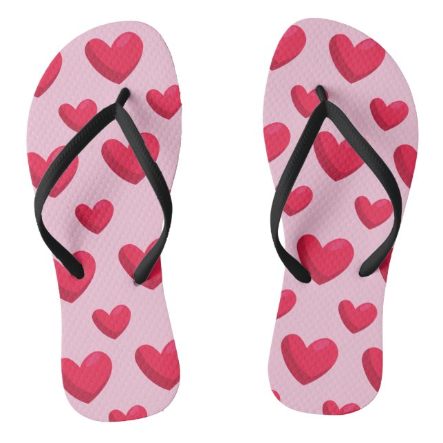 Valentine Background With Heart Love   Flip Flops (Footbed)