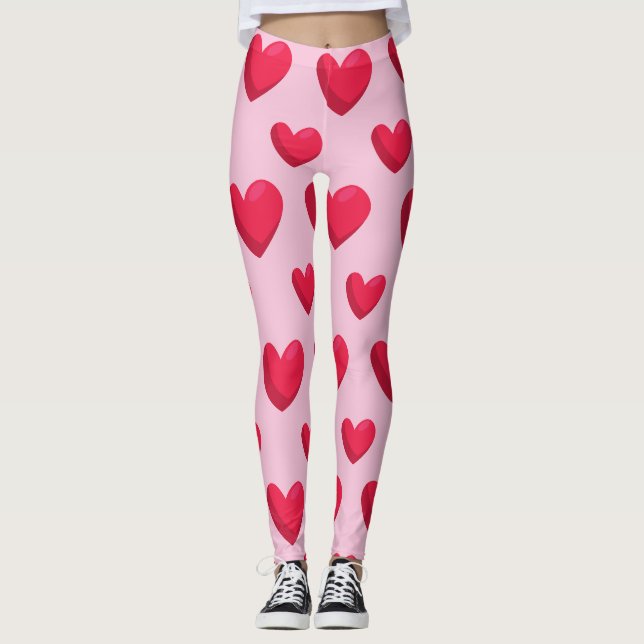 Valentine Background With Heart Love    Leggings (Front)