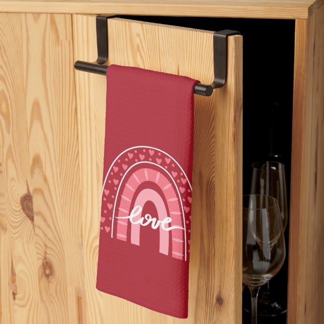 Valentine Background With Hearts Love   Tea Towel (Thirds Fold)