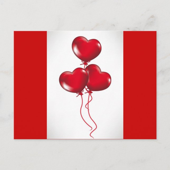 Valentine Balloons (3) Holiday Postcard (Front)