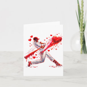 Valentine Baseball Player Drip Illustration Card