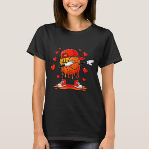Valentine basketball drip for boys cute heart T-Shirt