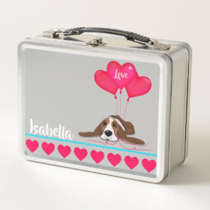Valentine Basset Hound Metal Lunch Box