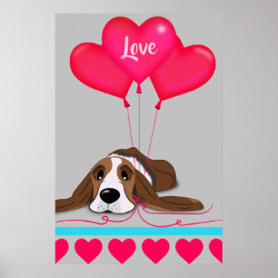 Valentine Basset Hound Poster