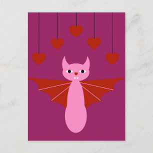Valentine Bat Holiday Postcard