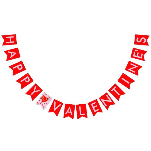 Valentine Be Mine Red Hearts Bunting Banner (All)