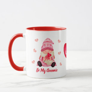 Valentine Be My Gnomie Pink Gnome Glitter Hearts Mug