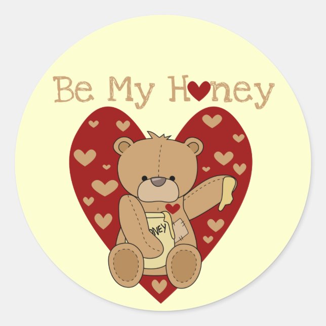 Valentine Be My Honey T-shirts and Gifts Classic Round Sticker (Front)