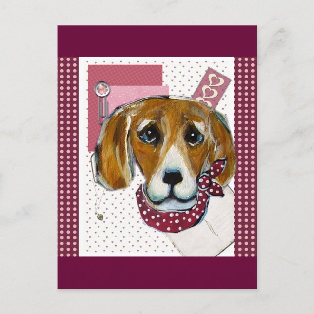 VALENTINE BEAGLE HOLIDAY POSTCARD (Front)