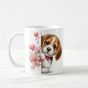 "Valentine Beagle Puppy – Cute Love-Themed Dog" Coffee Mug