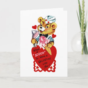 Valentine Bear and Ice Cream Greeting Card