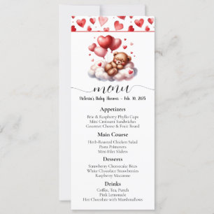 Valentine Bear Baby Shower Menu Invitation