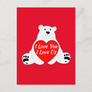 Valentine Bear Holding A Heart Postcard