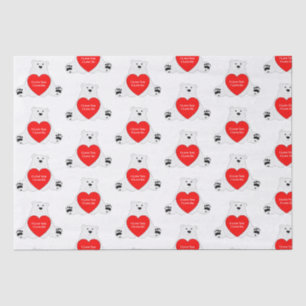 Valentine Bear Holding A Heart White Tissue Paper