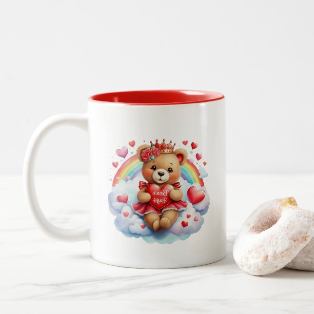 Valentine Bear  Two-Tone Coffee Mug (With Donut)