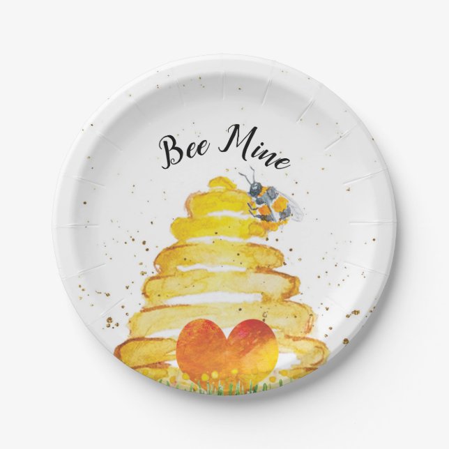Valentine Bee Mine Paper Plate (Front)