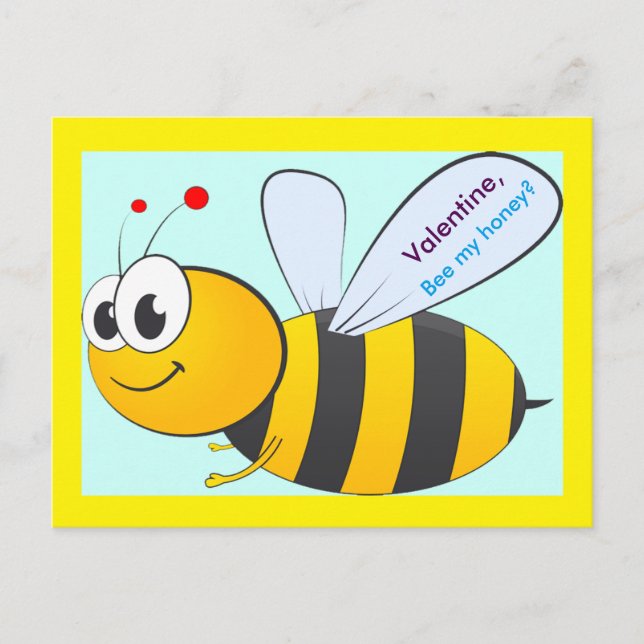 Valentine Bee Postcard for Children, Grandchildren (Front)