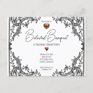 Valentine Beloved Banquet Dinner Party Invitation Postcard