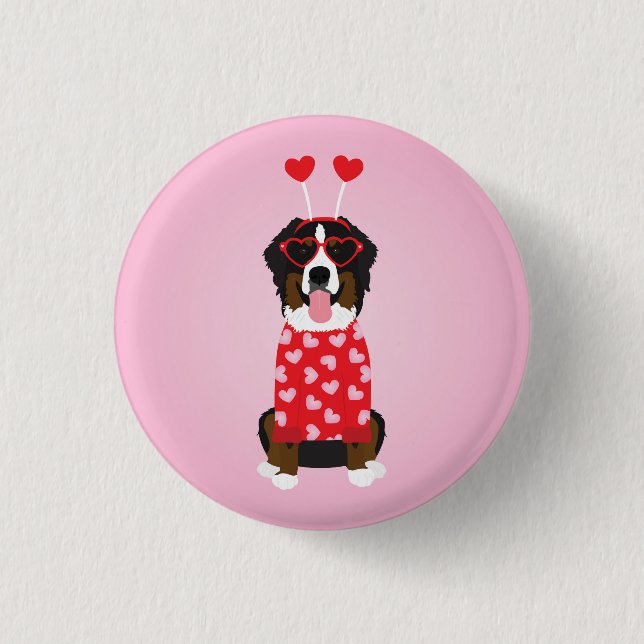 Valentine Bernese Mountain Dog 3 Cm Round Badge (Front)