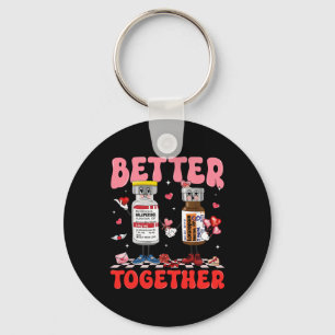 Valentine Better Together Nurse Pink Bow Rn Pct Cn Key Ring