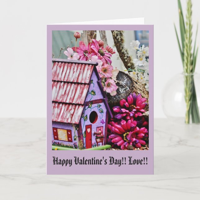 Valentine Birdhouse Still-life Holiday Card (Front)