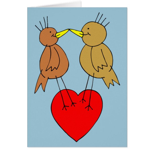 Valentine Birds on a Heart Card (Front)