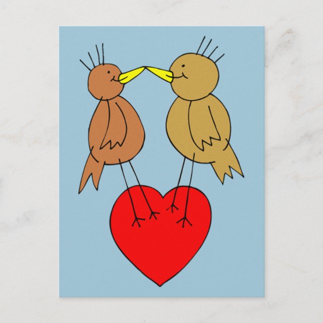 Valentine Birds on a Heart Postcard (Front)
