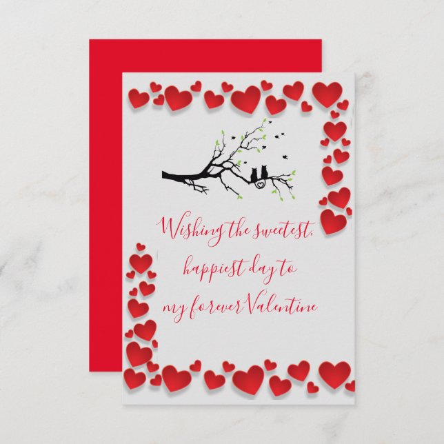 Valentine Birds Thank You Card (Front/Back)