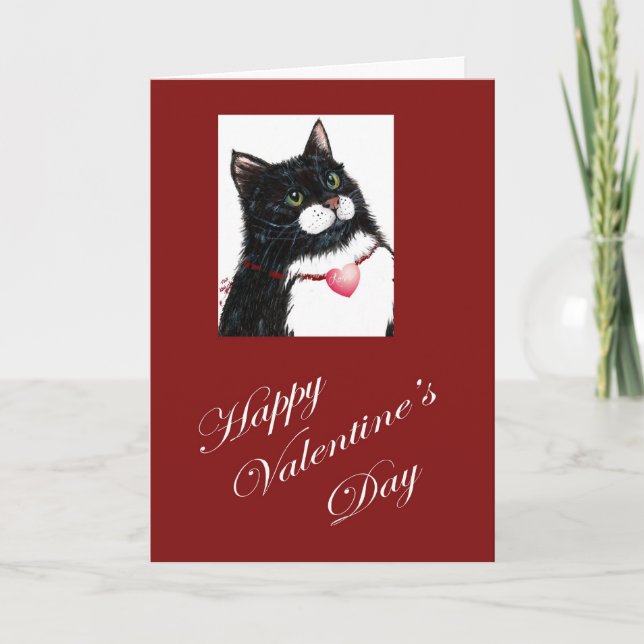 Valentine Birthday cat Holiday Card (Front)