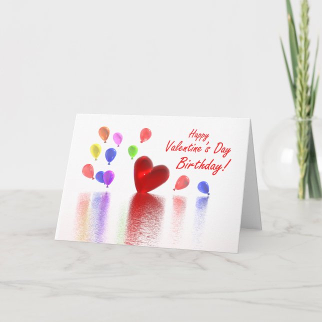 Valentine Birthday Celebration Holiday Card (Front)