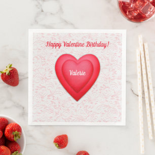 Valentine Birthday Fancy Red Hearts  Napkin