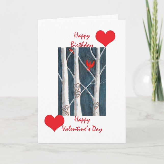 Valentine birthday holiday card (Front)