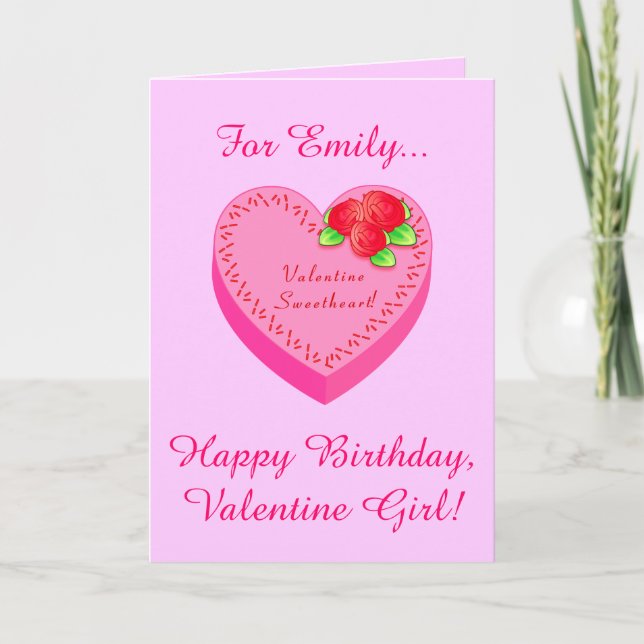 Valentine Birthday Name Customisable Holiday Card (Front)
